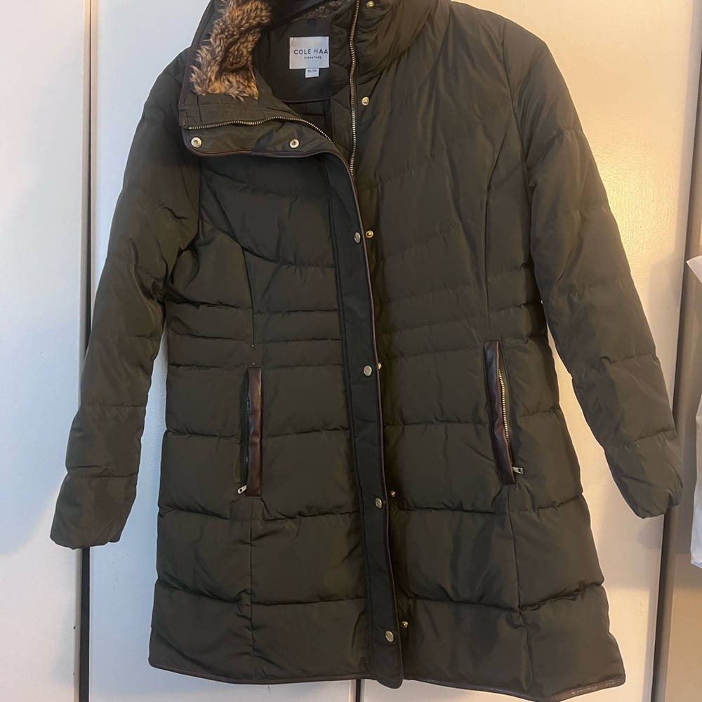 Cole Haan Women's Dark Green Puffer Jacket